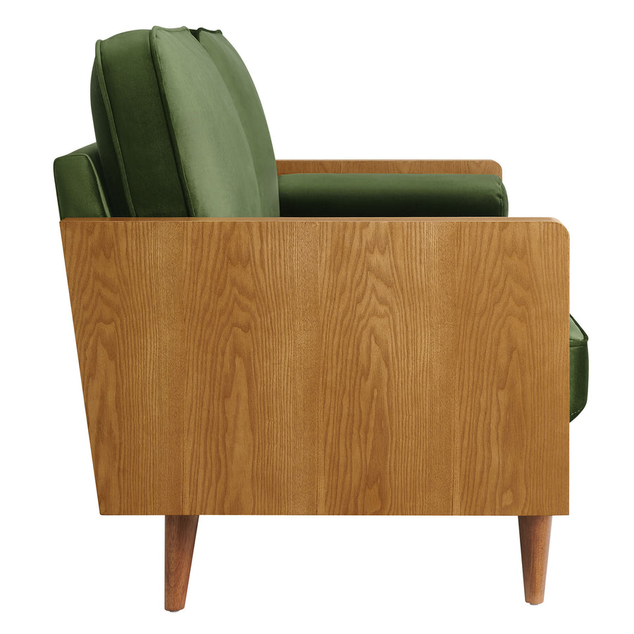 Brook Performance Velvet Sofa in Walnut Moss Green