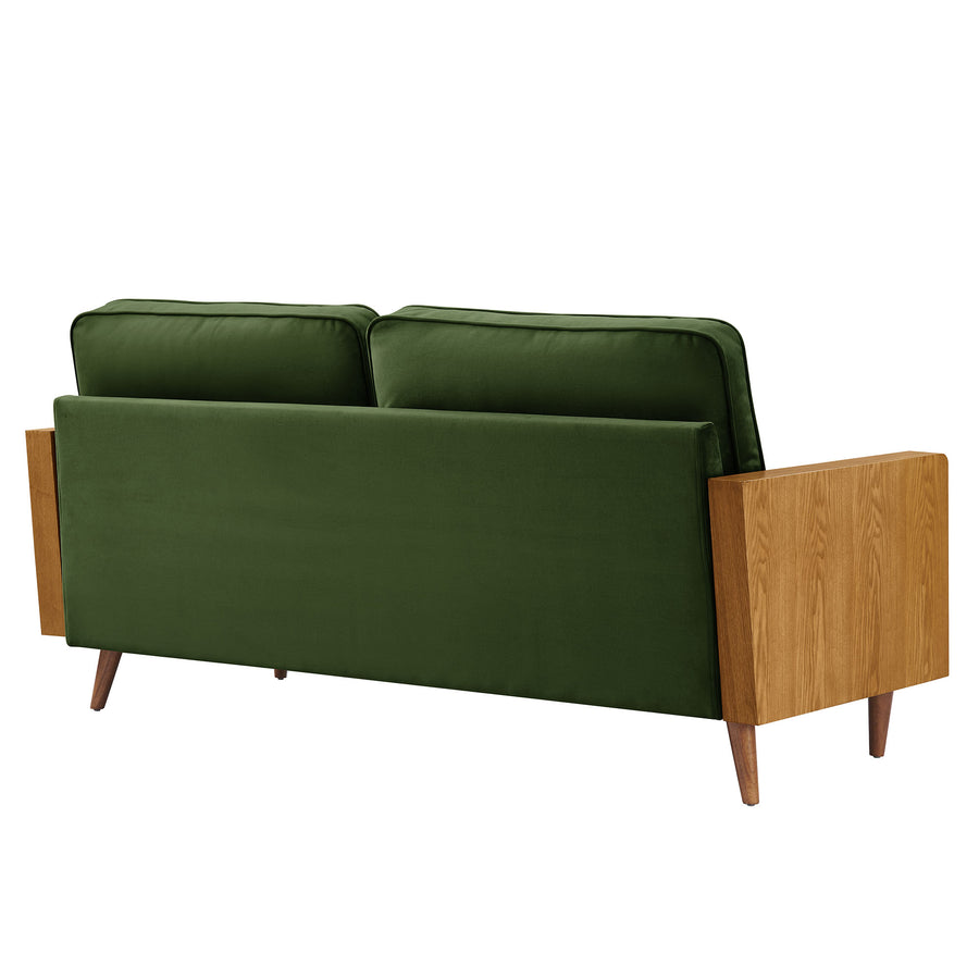 Brook Performance Velvet Sofa in Walnut Moss Green