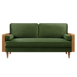 Brook Performance Velvet Sofa in Walnut Moss Green