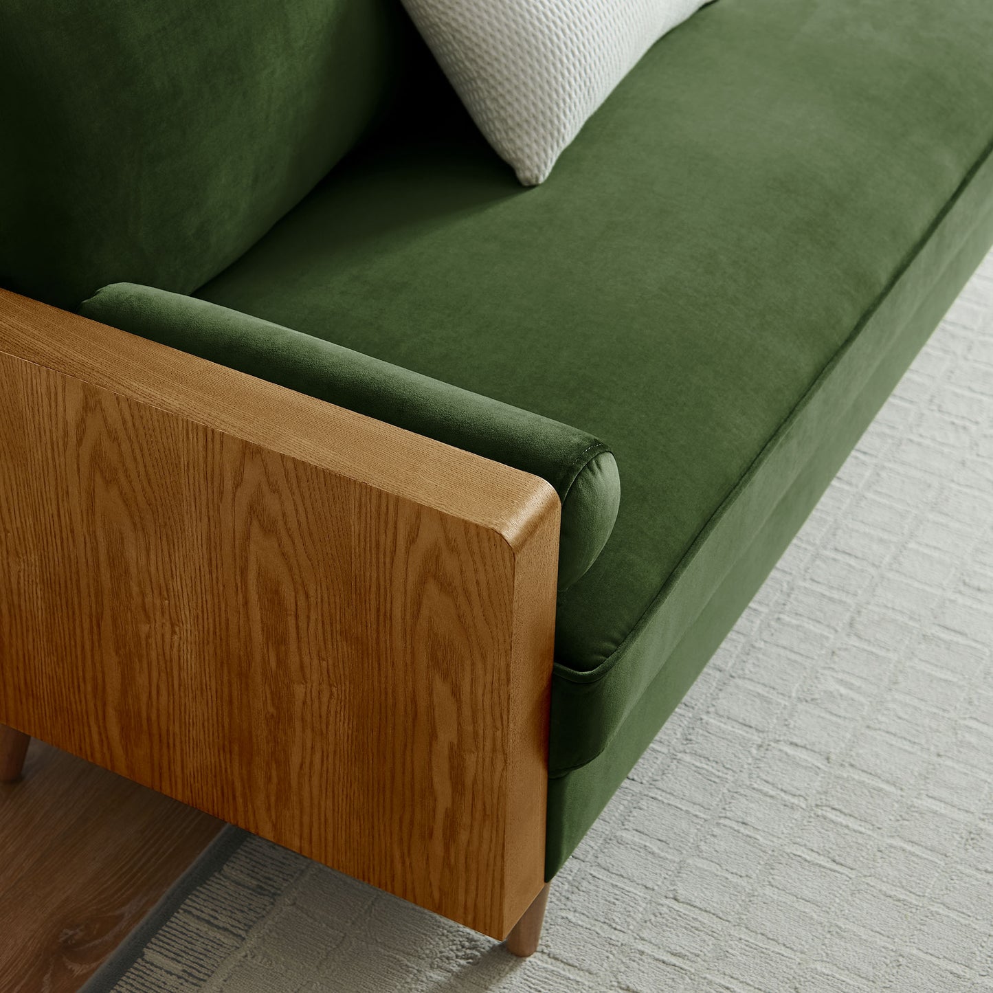 Brook Performance Velvet Sofa in Walnut Moss Green