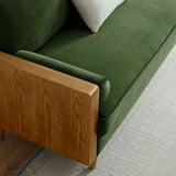 Brook Performance Velvet Sofa in Walnut Moss Green