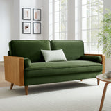 Brook Performance Velvet Sofa in Walnut Moss Green