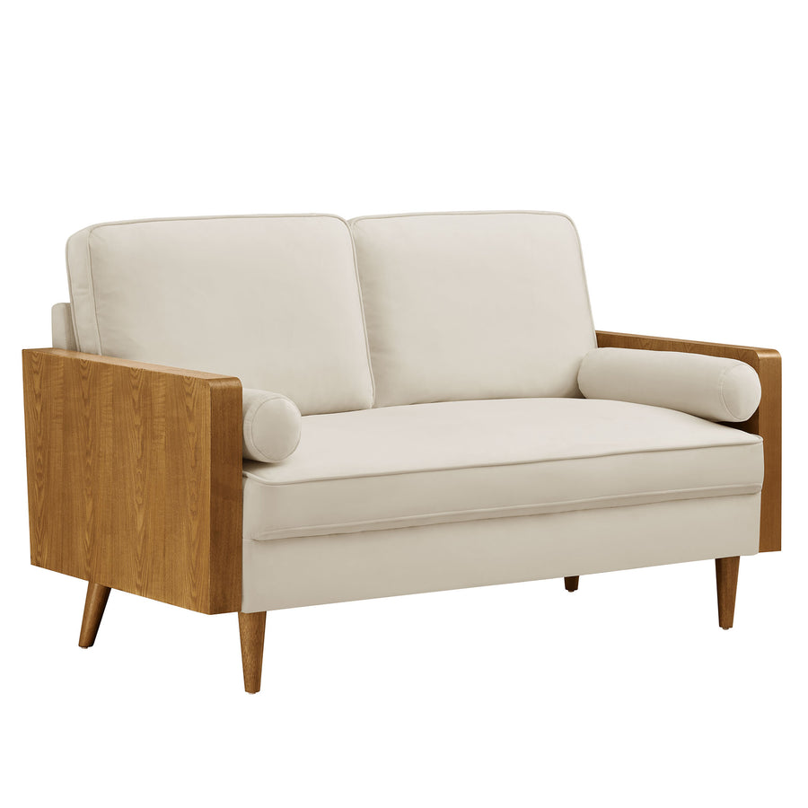 Brook Performance Velvet Loveseat in Walnut Alabaster