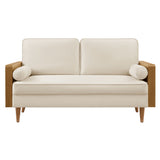 Brook Performance Velvet Loveseat in Walnut Alabaster