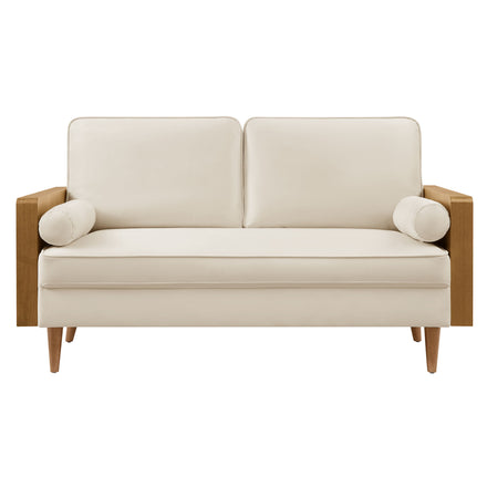 Kellan Performance Velvet Loveseat in Walnut Alabaster