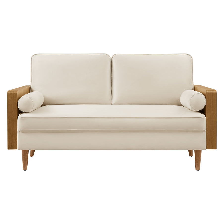 Brook Performance Velvet Loveseat in Walnut Alabaster