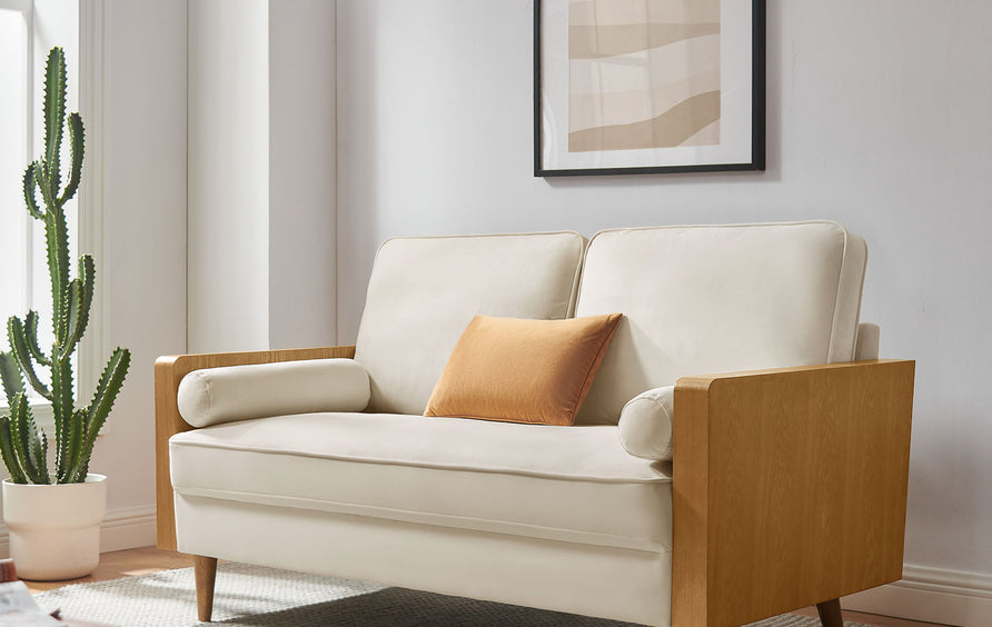 Brook Performance Velvet Loveseat in Walnut Alabaster