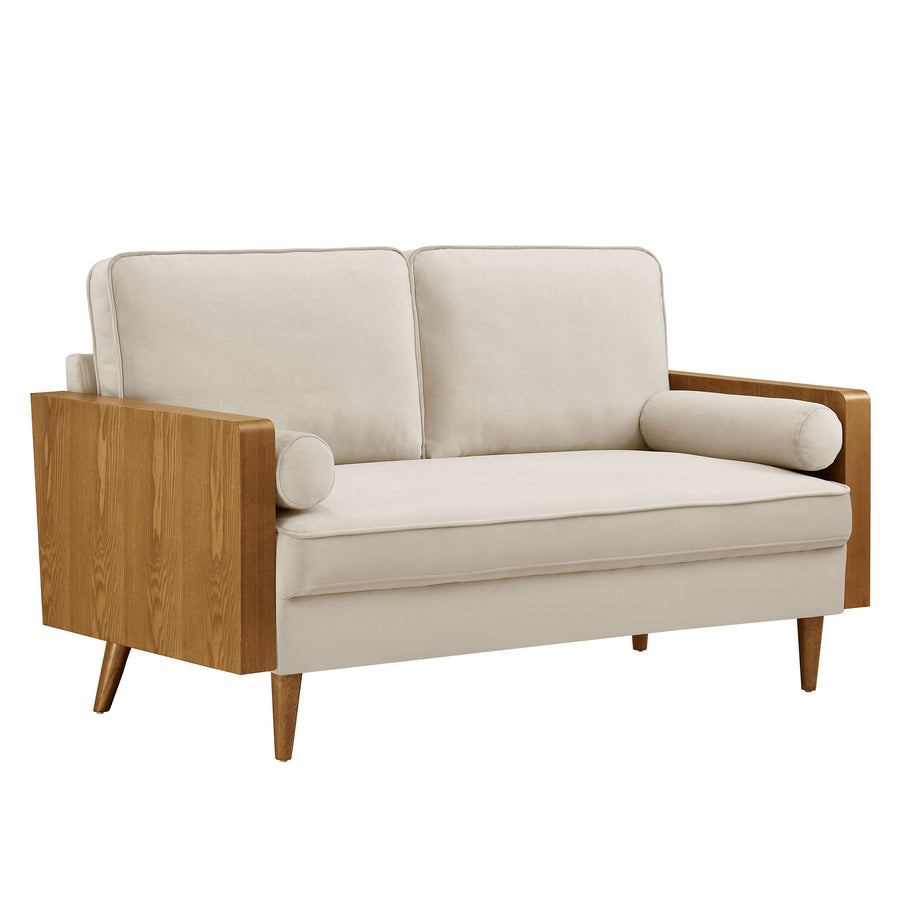 Brook Performance Velvet Loveseat in Walnut Almond