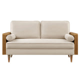 Brook Performance Velvet Loveseat in Walnut Almond
