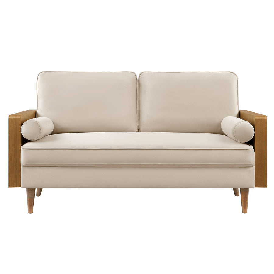 Brook Performance Velvet Loveseat in Walnut Almond
