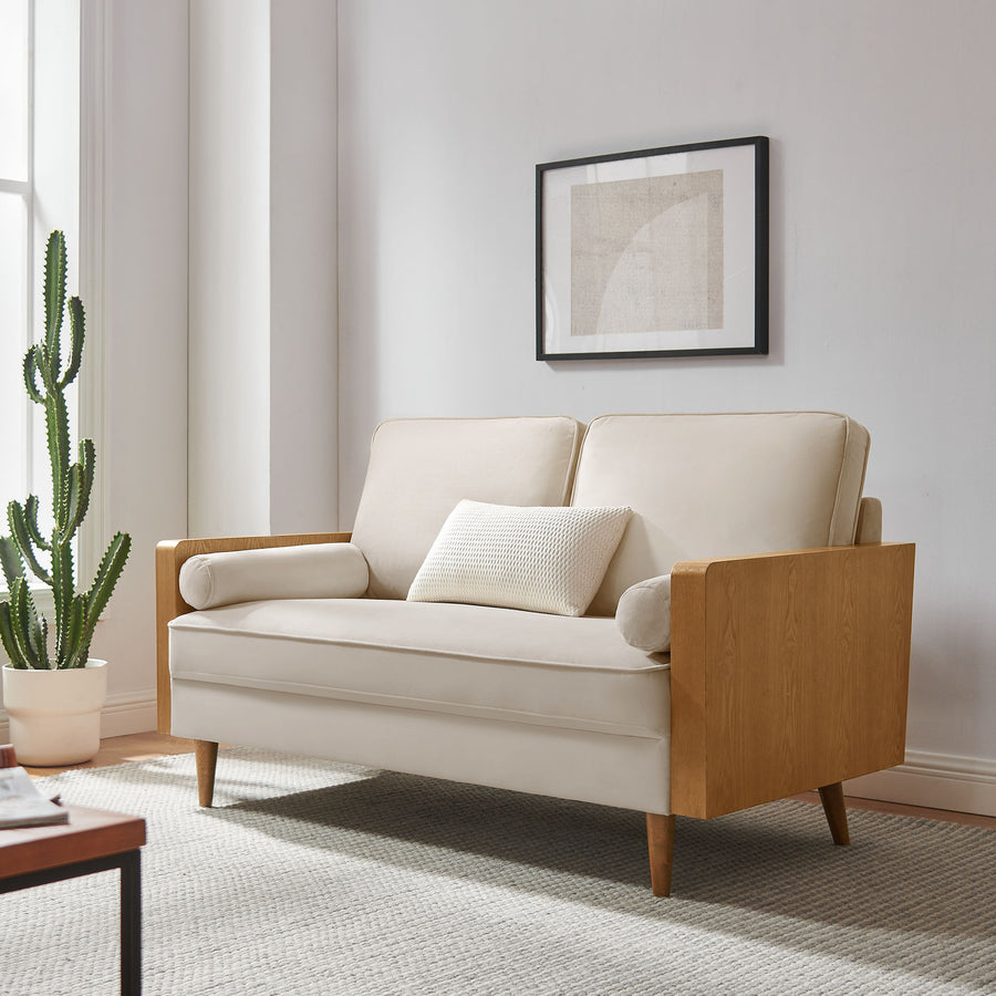 Brook Performance Velvet Loveseat in Walnut Almond