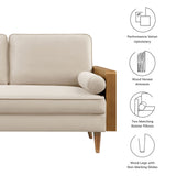 Brook Performance Velvet Loveseat in Walnut Almond