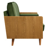 Brook Performance Velvet Loveseat in Walnut Moss Green