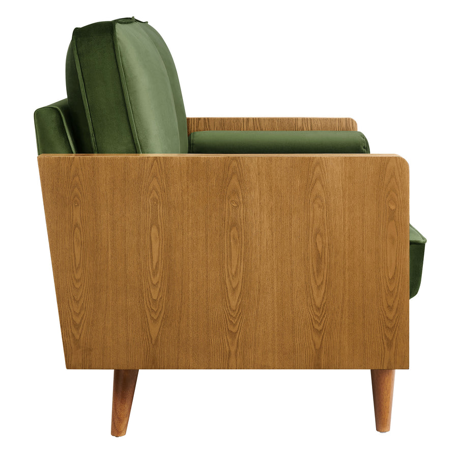 Brook Performance Velvet Loveseat in Walnut Moss Green