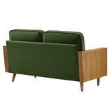 Brook Performance Velvet Loveseat in Walnut Moss Green