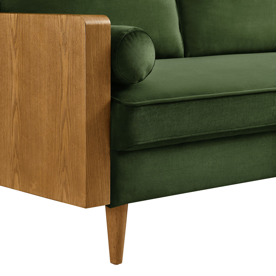 Brook Performance Velvet Loveseat in Walnut Moss Green