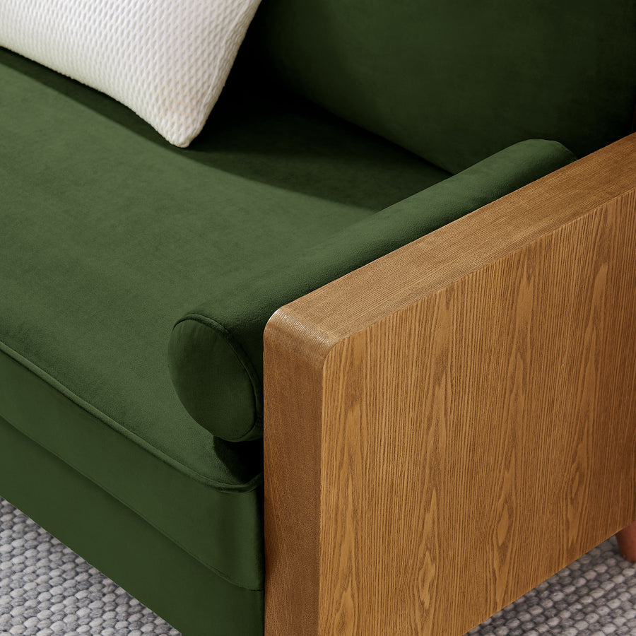 Brook Performance Velvet Loveseat in Walnut Moss Green