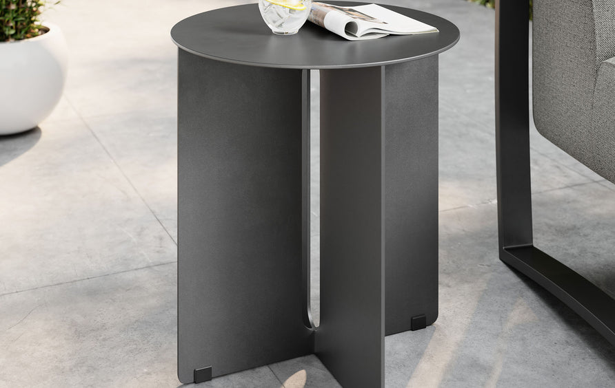 Ribe Outdoor Patio Aluminum Side Table in Charcoal