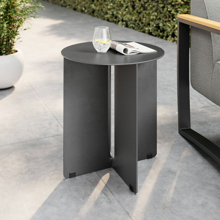 Tecton Outdoor Patio Aluminum Side Table in Charcoal