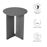Ribe Outdoor Patio Aluminum Side Table in Charcoal