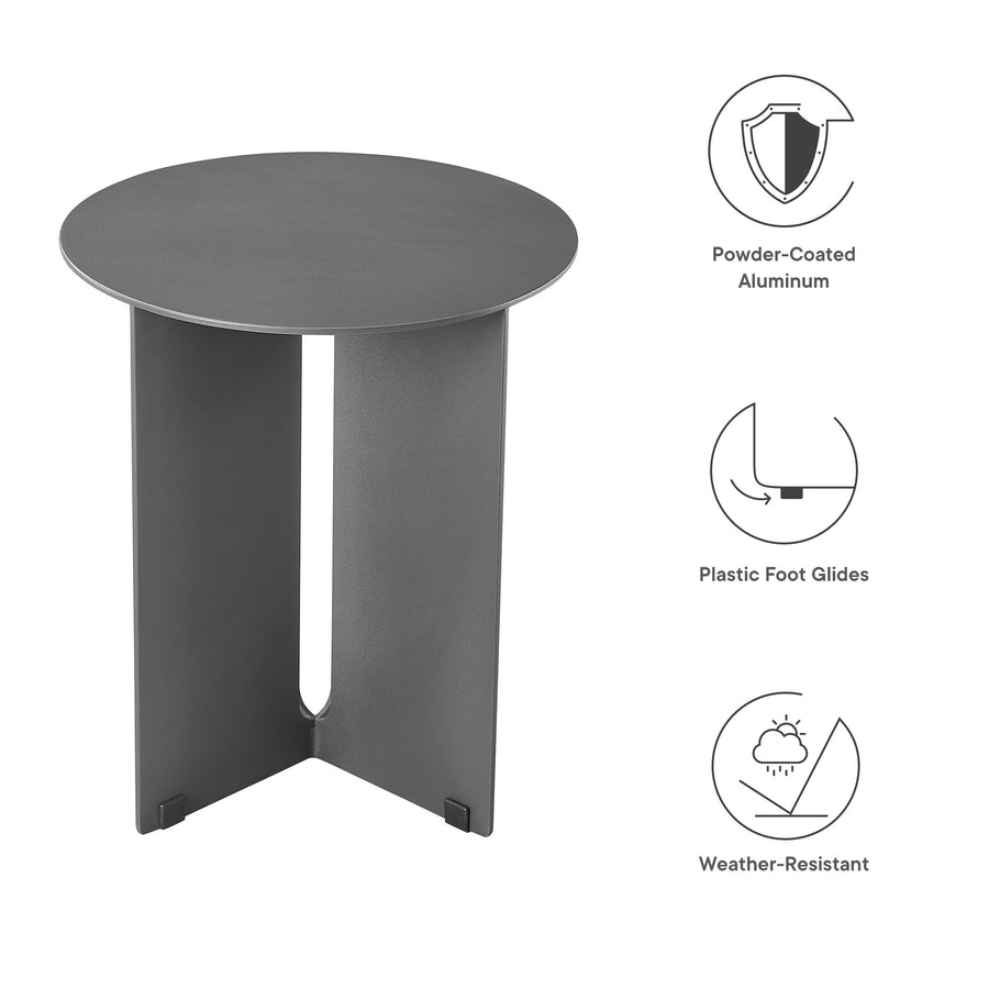 Ribe Outdoor Patio Aluminum Side Table in Charcoal