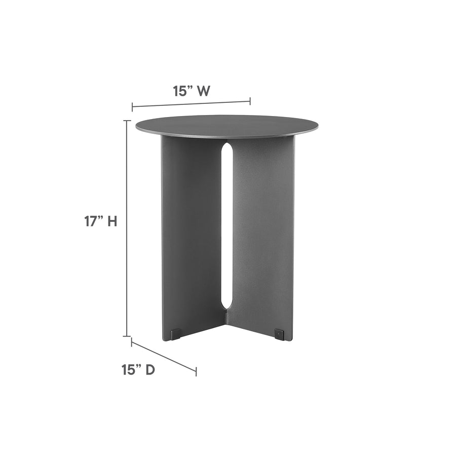 Ribe Outdoor Patio Aluminum Side Table in Charcoal