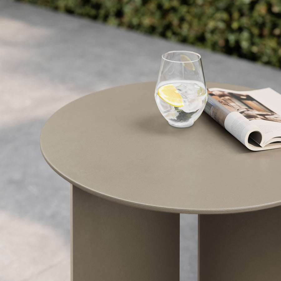 Ribe Outdoor Patio Aluminum Side Table in Khaki