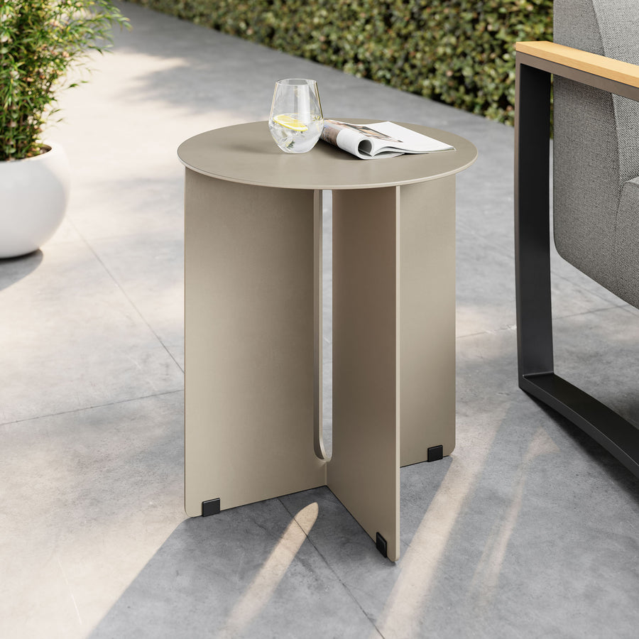 Ribe Outdoor Patio Aluminum Side Table in Khaki