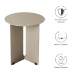 Ribe Outdoor Patio Aluminum Side Table in Khaki