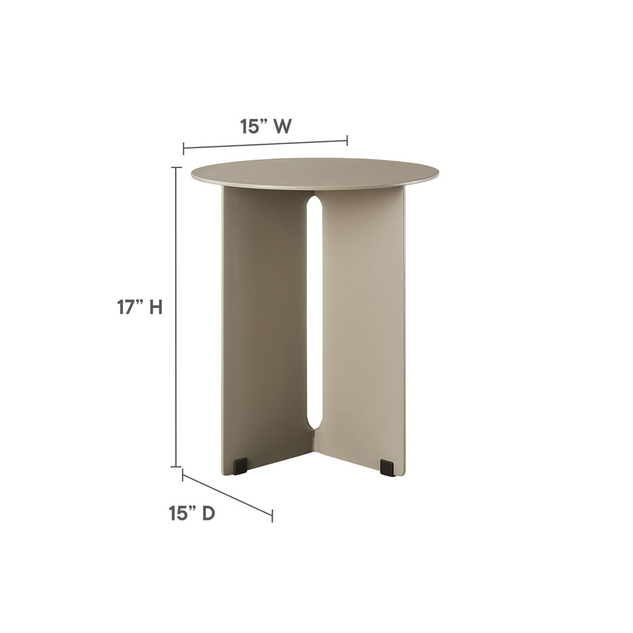 Ribe Outdoor Patio Aluminum Side Table in Khaki