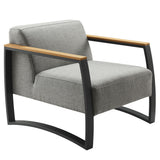 Leenane Outdoor Patio Aluminum and Fabric Armchair in Charcoal Light Gray