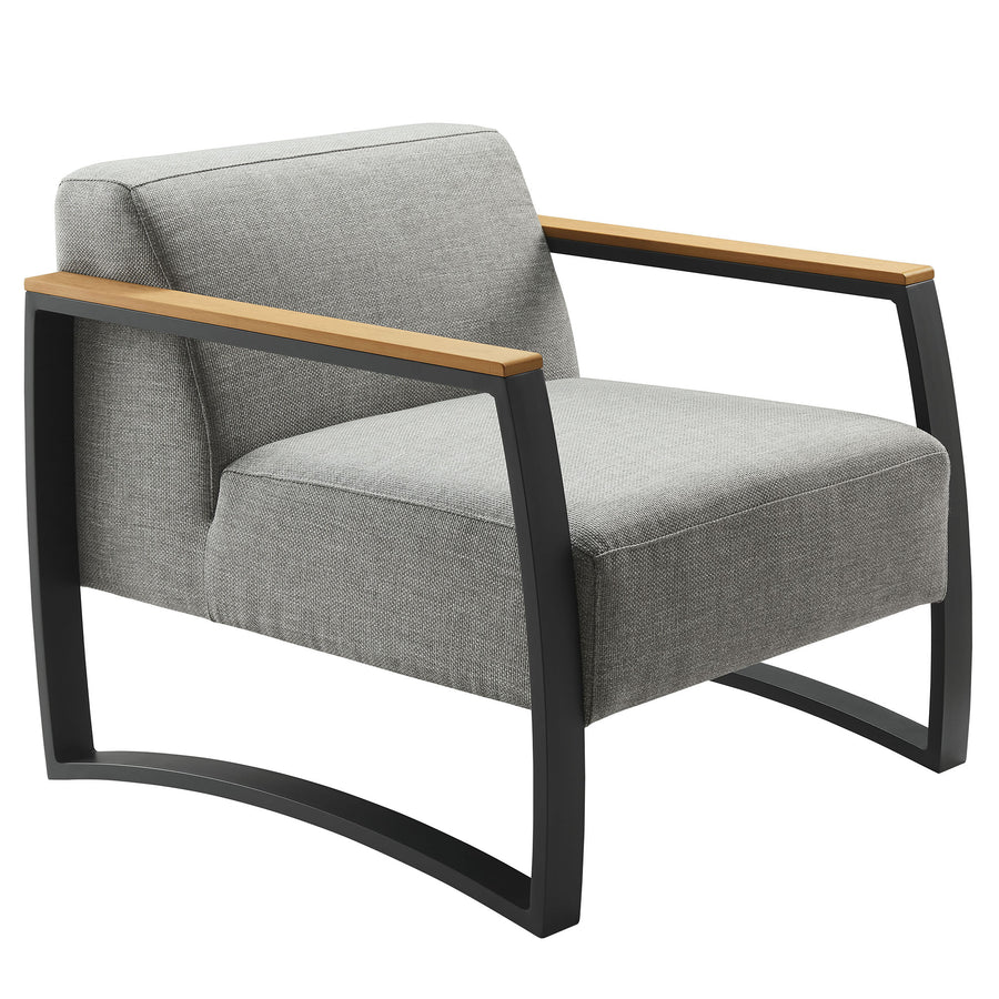 Leenane Outdoor Patio Aluminum and Fabric Armchair in Charcoal Light Gray