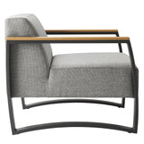 Leenane Outdoor Patio Aluminum and Fabric Armchair in Charcoal Light Gray