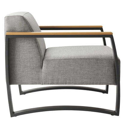 Sauve Outdoor Patio Aluminum and Fabric Armchair by Furniture For America