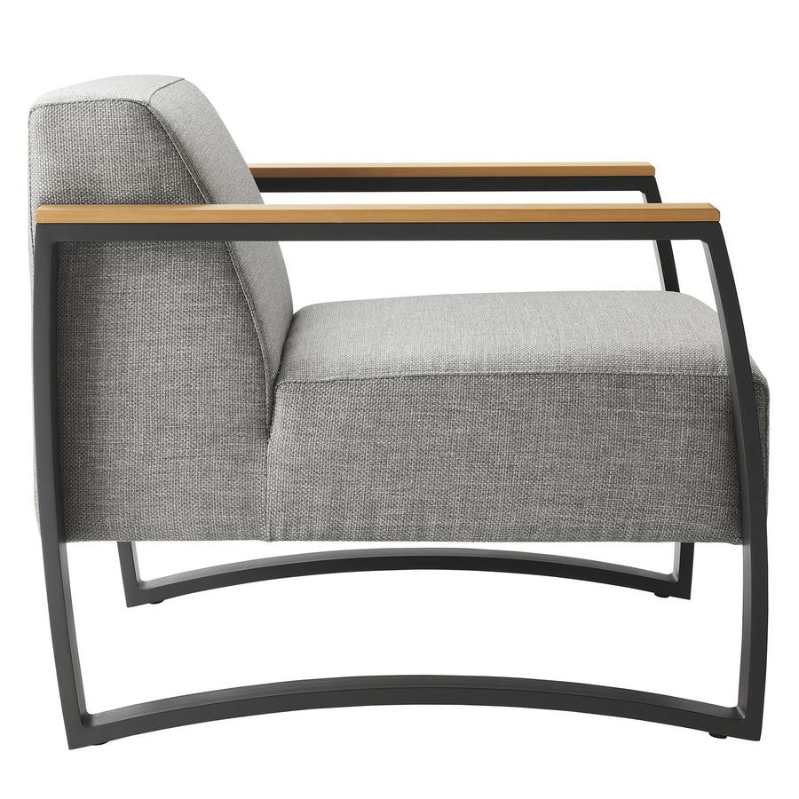 Leenane Outdoor Patio Aluminum and Fabric Armchair in Charcoal Light Gray