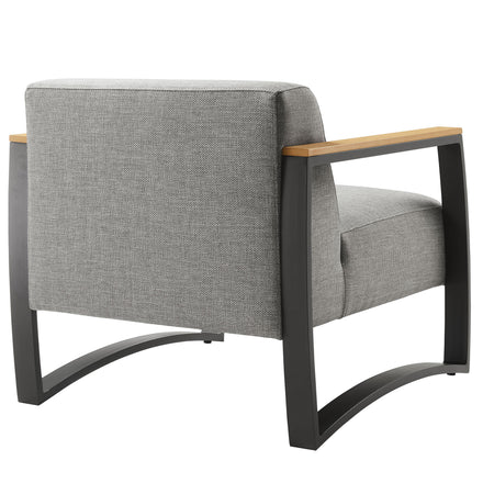 Sauve Outdoor Patio Aluminum and Fabric Armchair in Charcoal Light Gray