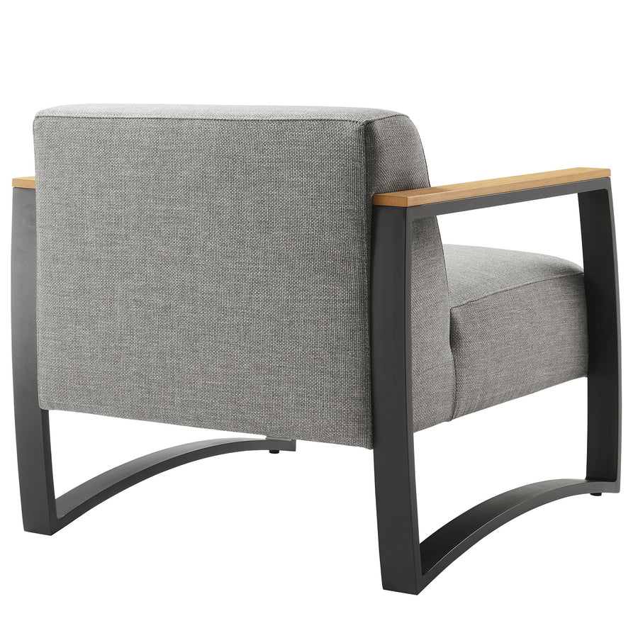 Leenane Outdoor Patio Aluminum and Fabric Armchair in Charcoal Light Gray