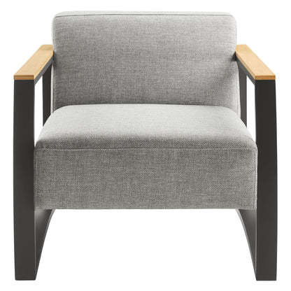 Sauve Outdoor Patio Aluminum and Fabric Armchair by Furniture For America