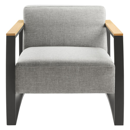 Sauve Outdoor Patio Aluminum and Fabric Armchair in Charcoal Light Gray
