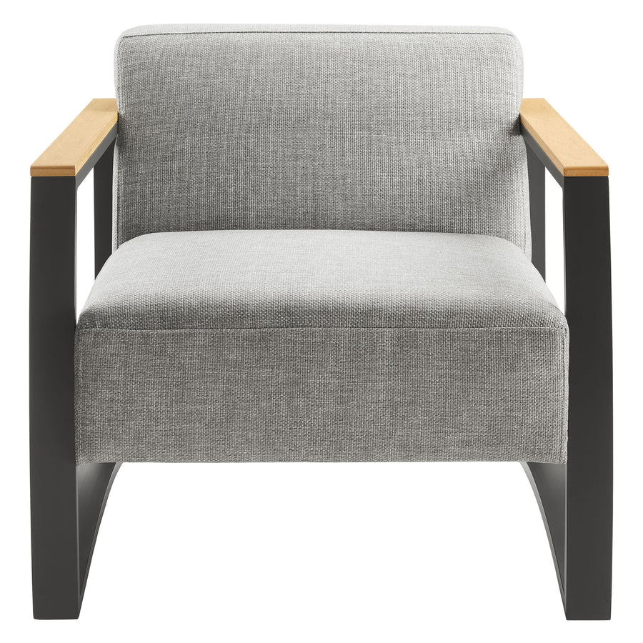 Leenane Outdoor Patio Aluminum and Fabric Armchair in Charcoal Light Gray