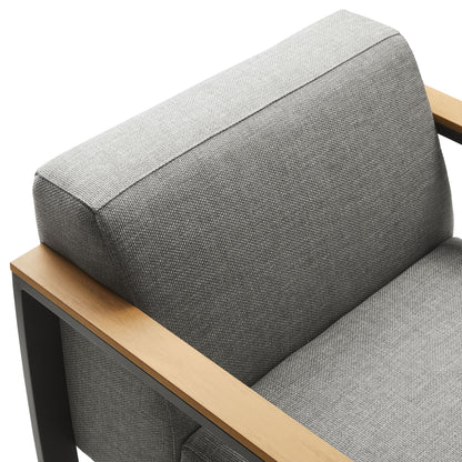 Sauve Outdoor Patio Aluminum and Fabric Armchair by Furniture For America