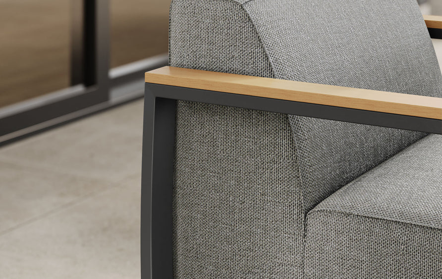 Leenane Outdoor Patio Aluminum and Fabric Armchair in Charcoal Light Gray