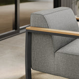 Leenane Outdoor Patio Aluminum and Fabric Armchair in Charcoal Light Gray