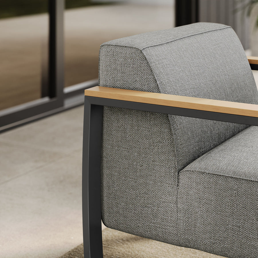 Leenane Outdoor Patio Aluminum and Fabric Armchair in Charcoal Light Gray