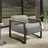Leenane Outdoor Patio Aluminum and Fabric Armchair in Charcoal Light Gray