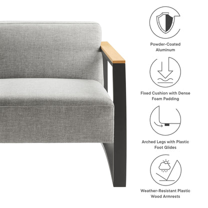 Sauve Outdoor Patio Aluminum and Fabric Armchair by Furniture For America
