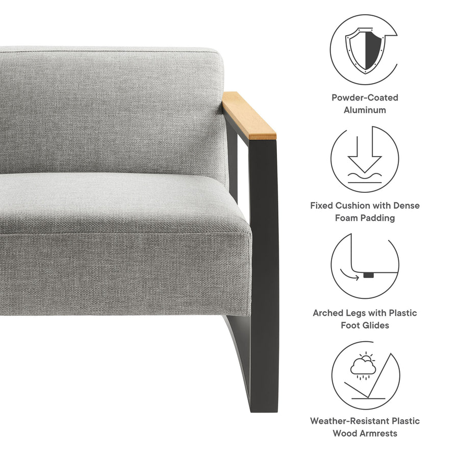 Leenane Outdoor Patio Aluminum and Fabric Armchair in Charcoal Light Gray