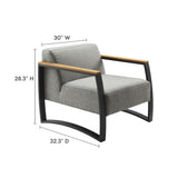 Leenane Outdoor Patio Aluminum and Fabric Armchair in Charcoal Light Gray