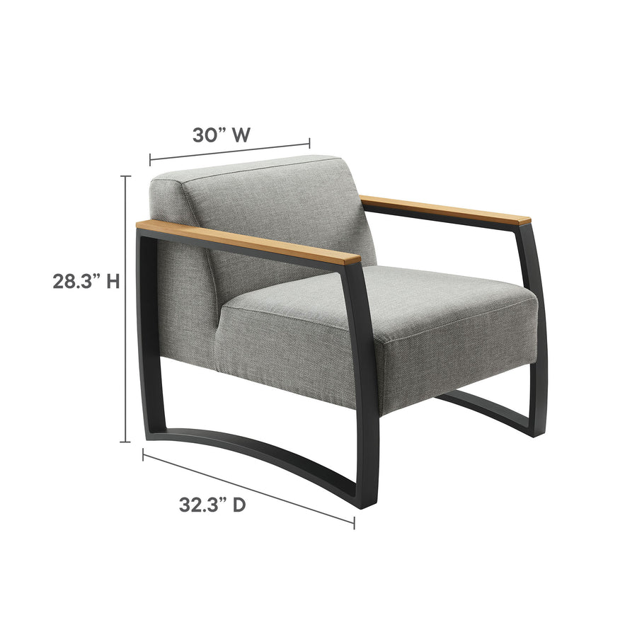 Leenane Outdoor Patio Aluminum and Fabric Armchair in Charcoal Light Gray