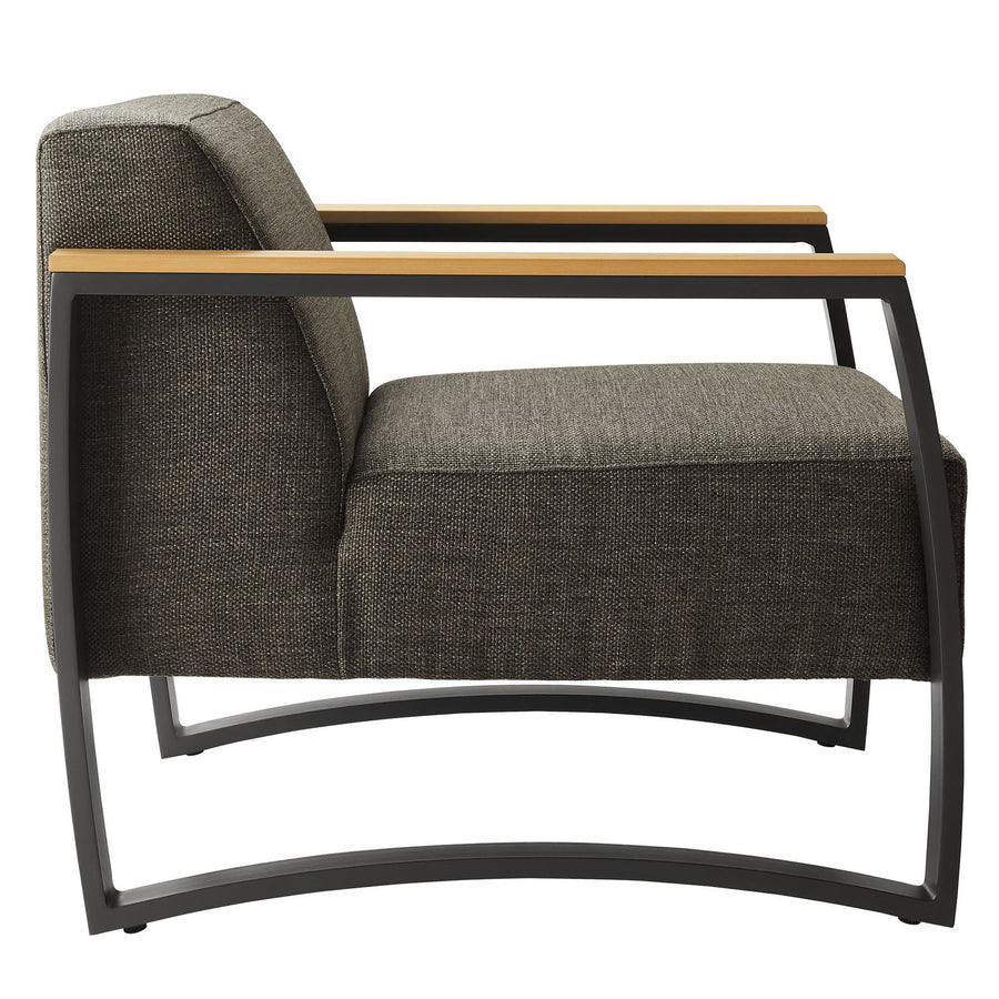 Leenane Outdoor Patio Aluminum and Fabric Armchair in Charcoal Smoke